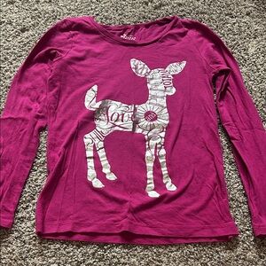 Fuchsia Deer Print Long Sleeve Tee